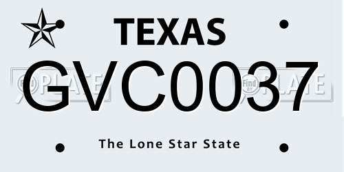 GVC0037 Texas License Plate