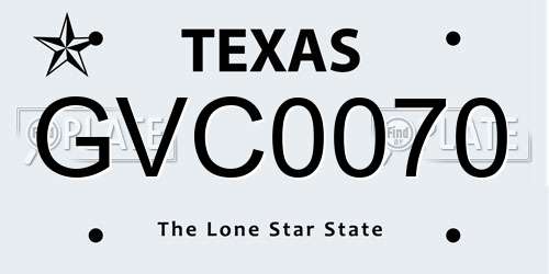GVC0070 Texas License Plate