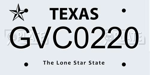GVC0220 Texas License Plate