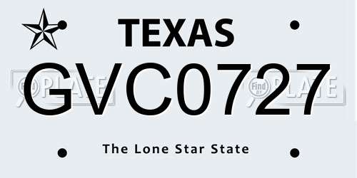 GVC0727 Texas License Plate