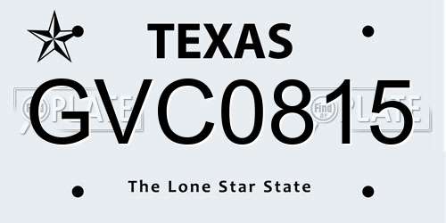 GVC0815 Texas License Plate