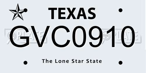 GVC0910 Texas License Plate