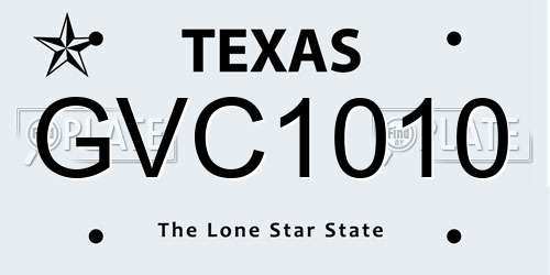 GVC1010 Texas License Plate