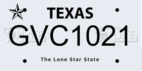 GVC1021 Texas License Plate