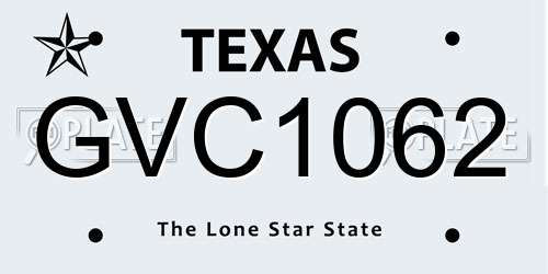 GVC1062 Texas License Plate