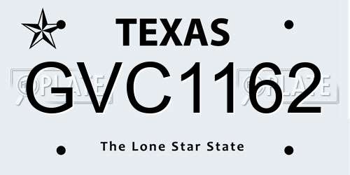 GVC1162 Texas License Plate