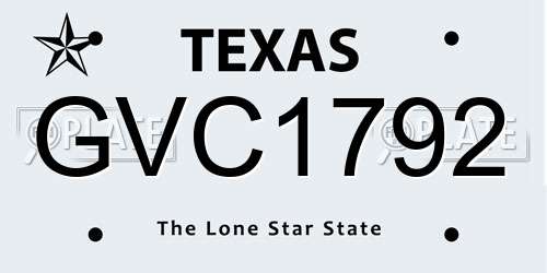 GVC1792 Texas License Plate