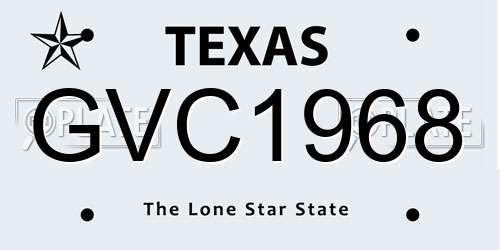 GVC1968 Texas License Plate