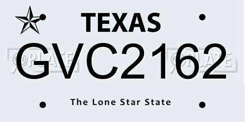 GVC2162 Texas License Plate