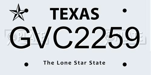 GVC2259 Texas License Plate