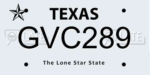 GVC289 Texas License Plate