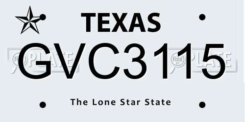 GVC3115 Texas License Plate