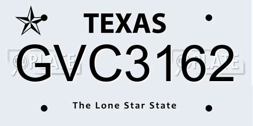 GVC3162 Texas License Plate