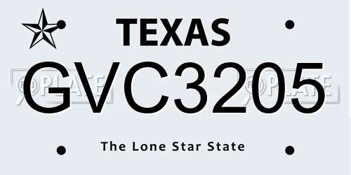 GVC3205 Texas License Plate
