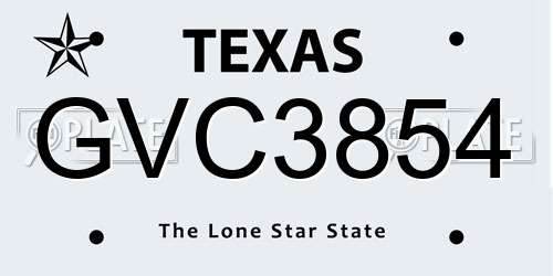 GVC3854 Texas License Plate