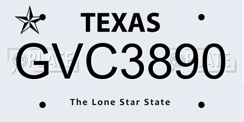 GVC3890 Texas License Plate