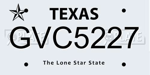 GVC5227 Texas License Plate