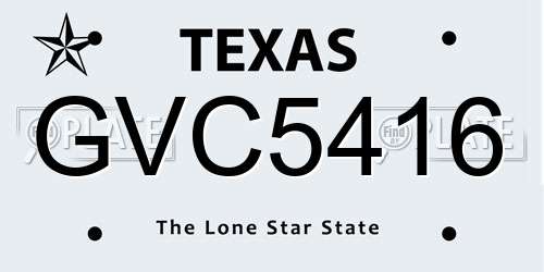 GVC5416 Texas License Plate