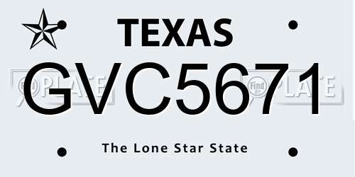 GVC5671 Texas License Plate