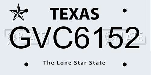 GVC6152 Texas License Plate