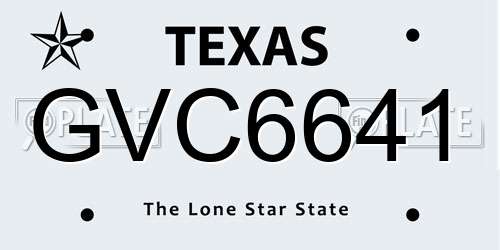 GVC6641 Texas License Plate