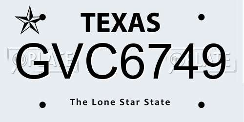 GVC6749 Texas License Plate