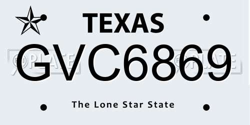 GVC6869 Texas License Plate