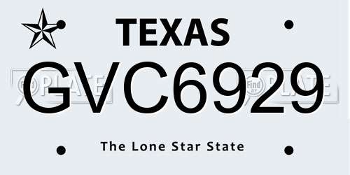 GVC6929 Texas License Plate