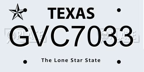 GVC7033 Texas License Plate