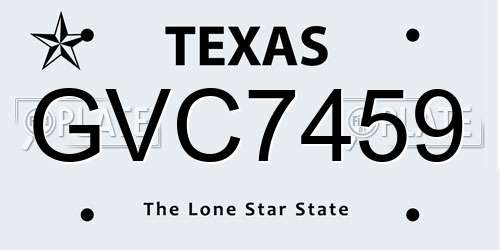 GVC7459 Texas License Plate