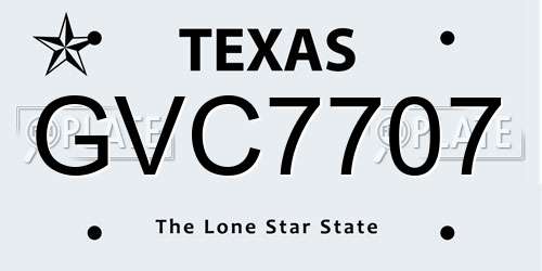 GVC7707 Texas License Plate