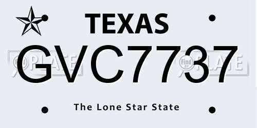 GVC7737 Texas License Plate