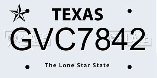 GVC7842 Texas License Plate