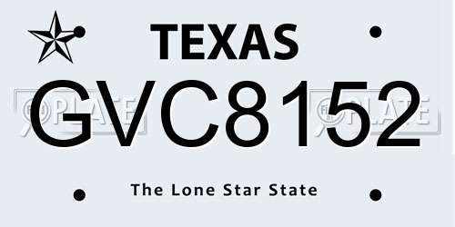 GVC8152 Texas License Plate
