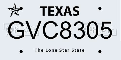 GVC8305 Texas License Plate