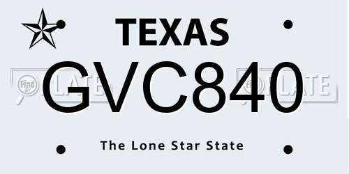 GVC840 Texas License Plate