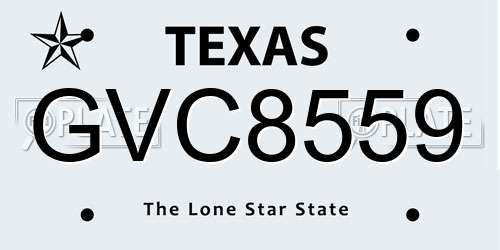 GVC8559 Texas License Plate