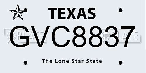 GVC8837 Texas License Plate