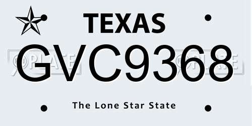 GVC9368 Texas License Plate
