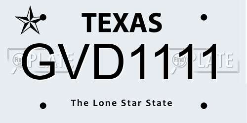 GVD1111 Texas License Plate