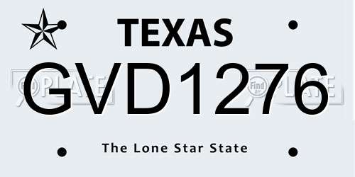 GVD1276 Texas License Plate