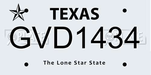 GVD1434 Texas License Plate