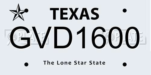 GVD1600 Texas License Plate