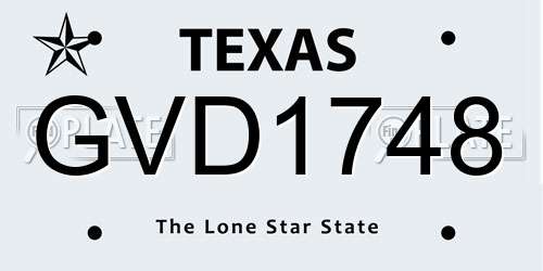 GVD1748 Texas License Plate