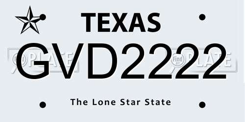 GVD2222 Texas License Plate