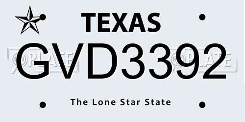 GVD3392 Texas License Plate