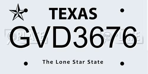 GVD3676 Texas License Plate