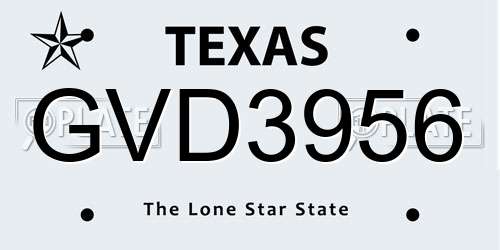 GVD3956 Texas License Plate