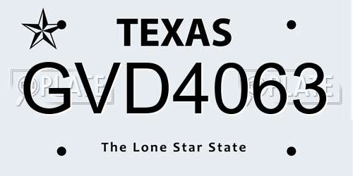 GVD4063 Texas License Plate