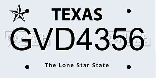 GVD4356 Texas License Plate
